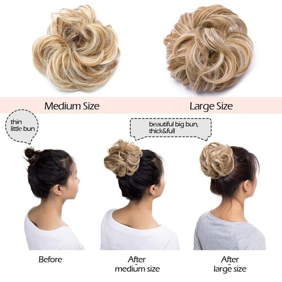 Messy Hair Bun Synthetic Donut Wavy Updo Elastic Scrunchie Full Bridal Hairpiece main image 5
